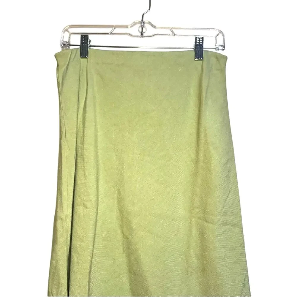 Madewell Light Green Layton Midi Slip Skirt SZ 6 NWT Linen Twee Modest Twill - Picture 3 of 12